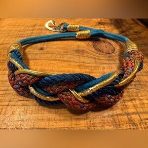80’s stretch Handwoven Teal and Gold Multi-Color Statement belt